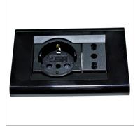 Living Classica Placca compatibile più Supporto e presa schuko + bipresa nera