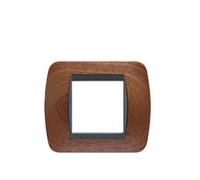 LIVING INT - PLACCA 2 POSTI LEGNO MOGANO - BTICINO LEGRAND L4802LMG