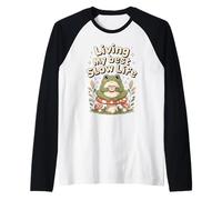 Living My Best Slow Life, Simpatica Rana Maglia con Maniche Raglan