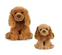 Living Nature Animale, Cane e Cucciolo Peluche Pet Spaniels, Colore Honey, Bundle, AN493