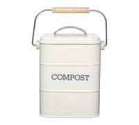 Living Nostalgia Compostiera da Cucina Metallo 16,5 x 12 x 24cm Crema Anticata