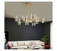 Living Room Chandelier Modern Simple Light Atmosphere Household Butterfly Dining Lamp Creative Nordic Pendant Lamp Network Modern LED Chandelier (10headgold90cm Steplessdimming)