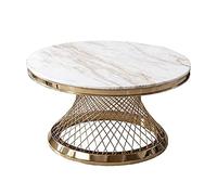 Living Room Coffee Table White Marble Stainless Steel Coffee Table Round Table