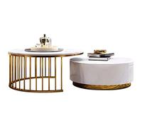 Living Room Retractable Low Table with Drawers Round Marble Coffee Table Balcony Garden Small Table Light Luxury Fashion Furniture