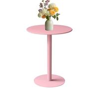 Living Room Side Table for Sofa, Round Bar Table Metal Counter Pub Table, Bistro, Dining Room Kitchen Desk, Cocktail Coffee Drink Table, Outdoor End Table Small Accent Tables(Pink,70x70x104c