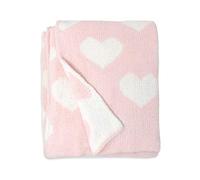 Living Textiles Coperta in ciniglia con cuori rosa, reversibile, in morbido tessuto per il massimo comfort, per neonati, neonati, asilo nido, ragazza, copriletto, culla, passeggino, regalo, cuori rosa