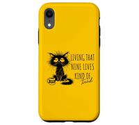 Living That Nine Lives Tipo di gatto stanco amante del caffè Custodia per iPhone XR