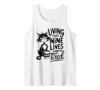 Living That Nine Lives Tipo di Stanco caffè Gatto Canotta