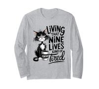 Living That Nine Lives Tipo di Stanco caffè Gatto Maglia a Manica
