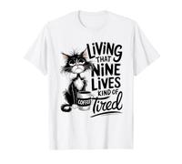 Living That Nine Lives Tipo di Stanco caffè Gatto Maglietta