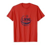 Living The Dream - Amaca per Il Relax del Sole Maglietta, Uomo, Rosso, L