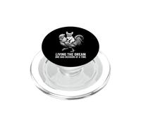 Living the Dream, divertente design con cane che cavalca il pollo PopSockets PopGrip per MagSafe