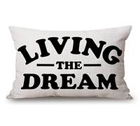 Living The Dream, federa per cuscino lombare, in cotone e lino, per divano, decorazione della casa, rettangolare, 30,5 x 50,8 cm