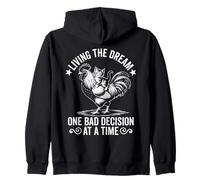 Living The Dream One Bad Decision At a Time - Gatto gattino divertente Felpa con Cappuccio