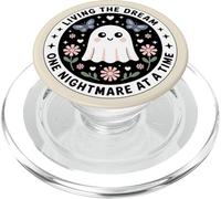 Living The Dream One Nightmare At A Time Cute Bookish Ghost PopSockets PopGrip per MagSafe