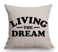 Living The Dream Rustic Farmhouse Style Decorativi Federa con Cerniera Cuscino Copricuscini con Cerniera Invisibile Federe De Cuscini per Letto Casa Soggiorno 45X45Cm
