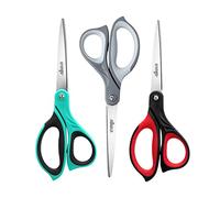 LIVINGO 8.5" Scissors All Purpose, 3 Pack Ultra Sharp Blade Shears, Professional Ergonomic Comfort Grip Scissors for Office School Home Supplies Fabric Sewing DIY Cutting General Use