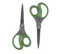 LIVINGO Confezione da 2 forbici in titanio antiaderenti da 20,3 cm, professionali in acciaio inox, impugnatura comoda, multiuso, forbici dritte per ufficio, per nastro, carta, cartone (Grigio/Verde)