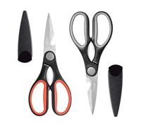 LIVINGO Forbici da cucina resistenti - Confezione da 2 forbici affilate da 20,3 cm, per pollo, carne, verdure, barbecue e cucinare, multifunzionali, schiaccianoci, apribottiglie e squamatore di pesce