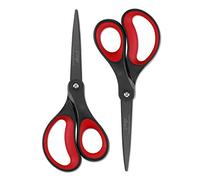 LIVINGO Forbici in titanio antiaderente da 20,3 cm, impugnatura morbida professionale, in acciaio INOX, multiuso, dritte per ufficio (Rosso/Nero)