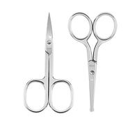 LIVINGO Forbici Professionali Per Barba e Peli del Naso, con punta arrotondata e di sicurezza, per unghie, viso, baffi, orecchie e ciglia, 2 pezzi
