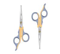 LIVINGO Pet Grooming Forbici 2 PC Set per Cani e Cats-Titanium Rivestito, Lama in Acciaio Inox, Punta Rotonda e seghettata per Animali Viso, Naso, Orecchie e Paw-Soft Grip Taglio Comfort (7 " e 6.5)