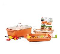 Livington Copperline WonderCooker - 14-en-1 set de cuisine - plat à four, poêle à griller, rôtissoire, Slow Cooker et beaucoup d'autres. - Batterie de cuisine pour tous les types de cuisinières