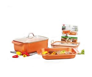 Livington Copperline WonderCooker - 14-en-1 set de cuisine - plat à four, poêle à griller, rôtissoire, Slow Cooker et beaucoup d'autres. - Batterie de cuisine pour tous les types de cuisinières