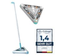 Livington Deeper Sweeper - Pulitore per pavimenti a batteria senza fili con 4 spazzole rotanti, design triangolare, scopa elettrica con luce LED, scopa senza sacchetto, testa girevole flessibile,