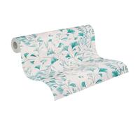 Livingwalls Anna D'Andrea carta da parati in tessuto non tessuto Floral 10,05 m x 0,53 m - blu, grigio, bianco - carta da parati con foglie intrecciate - 782234