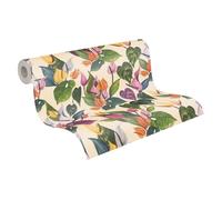 livingwalls Anna D'Andrea carta da parati in tessuto non tessuto Floral 10,05 m x 0,53 m - crema, verde, rosa, multicolore - carta da parati a foglie - 782101