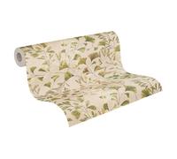 Livingwalls Anna D'Andrea carta da parati in tessuto non tessuto Floral 10,05 m x 0,53 m - crema, verde, marrone, bianco - carta da parati con foglie intrecciate - 782233