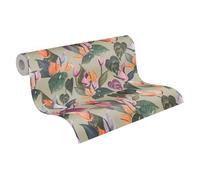 Livingwalls Anna D'Andrea carta da parati in tessuto non tessuto Floral 10,05 m x 0,53 m - grigio, verde, blu, viola, multicolore - carta da parati a foglie - 782102
