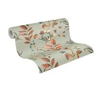 Livingwalls Anna D'Andrea carta da parati in tessuto non tessuto Floral 10,05 m x 0,53 m - grigio, verde, rosso, blu - carta da parati liscia - 782122