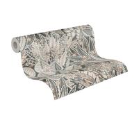 Livingwalls Carta da parati 396533 con foglie di palma in grigio, beige, crema - Carta da parati floreale di alta qualità con disegno per il soggiorno - 10,05m x 0,53m - Made in Germany