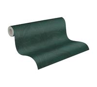 Livingwalls Carta da parati 396543 con foglie di palma in verde - Carta da parati floreale di alta qualità con struttura fine ed effetto metallico in argento - 10,05m x 0,53m - Made in Germany
