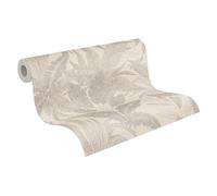 Livingwalls Carta da parati 396545 con foglie di palma in beige, crema, carta da parati floreale di alta qualità con struttura fine ed effetto metallizzato in oro, 10,05 m x 0,53 m, made in Germany