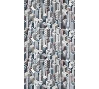 Livingwalls Carta da parati 3D in tessuto non tessuto, motivo skyline soggiorno, 1,59 x 2,80 m, colore: grigio