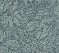 Livingwalls Carta da parati blu petrolio - giungla 395603 - Carta da parati in tessuto non tessuto di alta qualità floreale con effetto metallico discreto in rame, 10,05 m x 0,53 m, made in Germany