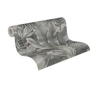 Livingwalls Carta da parati 396473 in grigio, beige - Carta da parati con effetto giungla - Carta da parati floreale con foglie di palma - Carta da parati di alta qualità su 10,05m x 0,53m