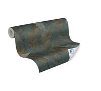 Livingwalls Carta da parati DESIGNDROP - carta da parati non tessuta preincollato in verde, blu - 10,05 m x 0,53 m - Carta da parati tropicale per il soggiorno - 784531