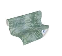 Livingwalls Carta da parati DESIGNDROP - carta da parati non tessuta preverniciato foglie di palma in verde, blu - 10,05 m x 0,53 m - Carta da parati effetto giungla - 784521
