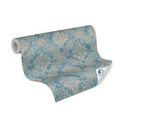 Livingwalls Carta da parati DESIGNDROP - carta da parati non tessuta preverniciato in blu, marrone - 10,05 m x 0,53 m - Carta da parati classica barocca con motivi ornamentali - 784921