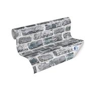 Livingwalls Carta da parati DESIGNDROP - carta da parati non tessuta preverniciato in grigio, nero - 10,05 m x 0,53 m - Carta da parati moderna effetto pietra naturale per il soggiorno - 784571