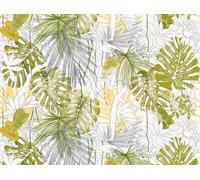 Livingwalls Carta da parati Dschungel verde bianco naturale 382321 moderna carta da parati in tessuto non tessuto, 3,71 x 2,80 m, Made in Germany