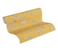 Livingwalls Carta da parati - Carta parati floreale in giallo e verde - Carta parati per diverse stanze - Carta da parete in 10,05 m x 0,53 m