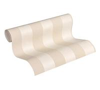 Livingwalls Carta da parati in tessuto non tessuto Diamonds con strisce a blocco, 10,05 m x 0,53 m, beige crema metallizzata, Made in Germany 372713 37271-3