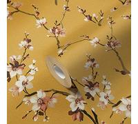 Livingwalls Carta da parati in tessuto non tessuto, motivo floreale, vintage, giallo, arancione, 385201, 10,05 x 0,53 m, Made in Germany