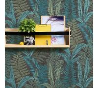Felce Foglie Carta da Parati AS Creation 39347-3 Verde Blu Botanico Trama Vinile