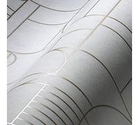 Livingwalls Home Spa 386992 - Carta da parati geometrica Art Deco in tessuto non tessuto, 10,05 x 0,53 m, made in Germany, bianco, oro, 10,05 m x 0,53 m